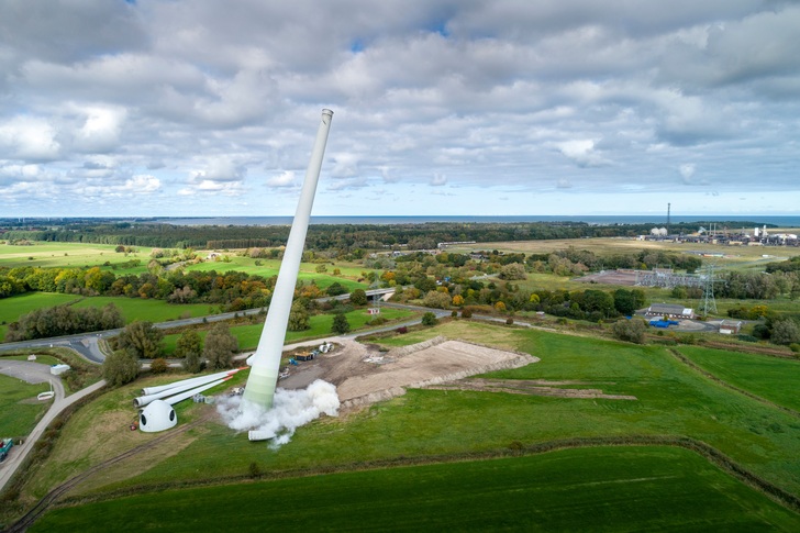 Demontage des Windparks Sengwarden-Jade im Oktober 2020. 