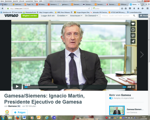 Gamesa - Ignacio Martin | Ignacio Martín, CEO beim spanischen Windturbinenhersteller Gamesa, verkündet die Merger-Pläne.