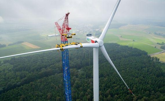 Nordex-Anlage N131/3000 | Errichtung der Nordex-Binnenlandanlage N131/3000 auf einem 164 Meter hohen Turm in Rheinland-Pfalz zwischen Hausbay und Bickenbach. - © Nordex SE