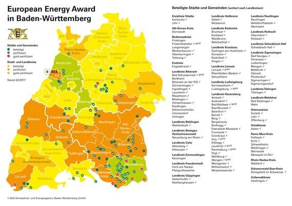 Kommunen und Landkreise, die am Klimaschutzzertifikat teilnehmen.