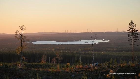 So etwa soll es in den nächsten Jahren aussehenwenn der Großwindpark in Schweden gebaut wird. - © Illustration: GE