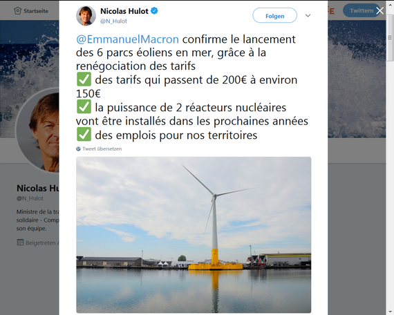 neuer Offshoretarif in Frankreich | Neuer Offshore-Windkraft-Tarif in Frankreich - © Screenshot/Nicolas Hulot
