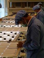 Produktion in Bangalore Indien | Bisher hatten nur die indischen Hersteller von kristallinen Solarmodulen den Vorteil einer Local-Content-Regelung. Indien hat eine Gesamtproduktionskapazität von mehr als 1,9 Gigawatt pro Jahr. Aber allein First Solar hält 20 Prozent des indischen Marktes. Bisher konnten die einheimischen Produzenten die Vorteilen, die ihnen die Regierung gewährt, kaum in Marktanteile umsetzen. - © Foto: EMMVEE Photovoltaics GmbH