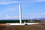 Part of the Biglow Canyon Wind Farm, with a turbine under construction.