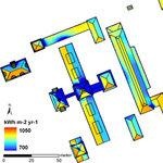 Solarenergie Computersimulation | Computersimulation des Solarpotenzials: Je wärme die Farbe, desto höher die Ausbeute. - © Grafik: Universität Göteborg