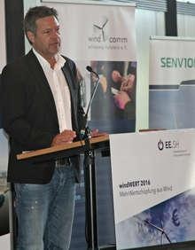 Robert Habeck auf der Windwert im Kieler Schloss.