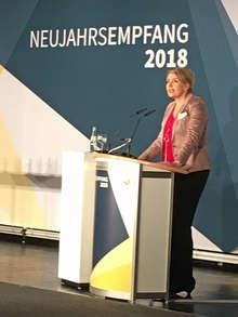 Simone Peter, ehemalige Parteivorsitzende der Grünen, jetzt BEE-Präsidentin. Auf dem Neujahrsempfang sprach sie die künftige Klimapolitik der Bundesregierung an.