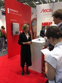 Huguette Kolb-Aust, Leiterin Vertrieb Solar und Energy bei Steca, verriet, was es Neues zu sehen gibt bei Steca.