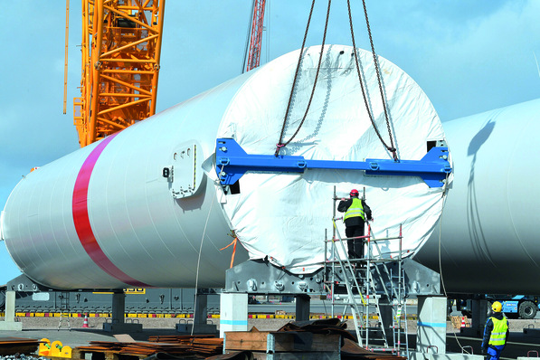 Verladung von Windturmsegmenten