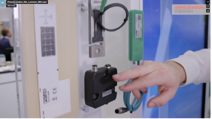 Sensor technology for rotor blade monitoring at the booth of Phoenix Contact on Hamburg Wind Energy fair 2022.