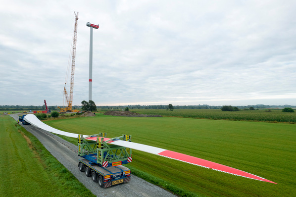 Prototyperrichtung der Nordex-Windturbine N163/5.X im Bürgerwindpark Janneby: Windenergieanlage mit 5,7 MW, September 2021