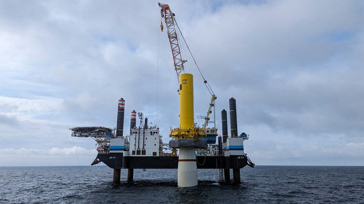 Installation des ersten Fundaments Gode Wind 3