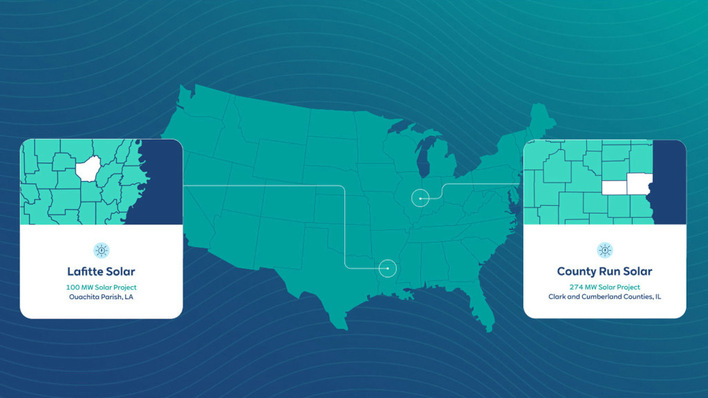 Die beiden neuen Solarparks entstehen in Illinois und in Louisiana.