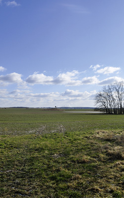 Ein Hügelgrab (Mitte des Bildes) - kaum zu erkennen, und doch verhindert es Windparks.