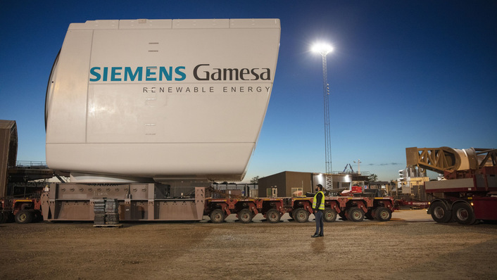 Symbolbild – Gondel für Prototypanlage der Offshore-Windenergie-Turbine von Siemens Gamesa SG 14-236, 2022.