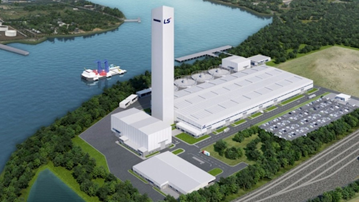 Darstellung des geplanten Kabelwerks von LS Green Link am Elizabeth River in Chesapeake in Virginia