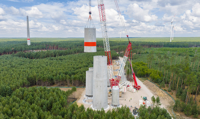 Turmbau Mahlsdorf, Sommer 2025: geplanter Windpark von UKA mit N175-6,8-MW-Anlagen und insgesamt 68 MW in Brandenburg