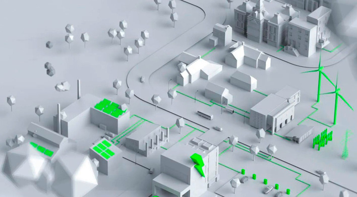 Energieleitplanung für eine Stadt, digital veranschaulicht