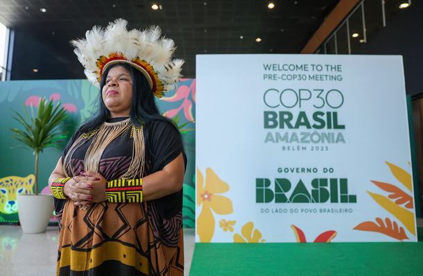 Nächstes Gastgeberland des Weltklimagipfels Cop30 im November: Die Ministerin für indigene Völker, Sônia Guajajara, nimmt an den Arbeiten der Vor-Cop30 teil.