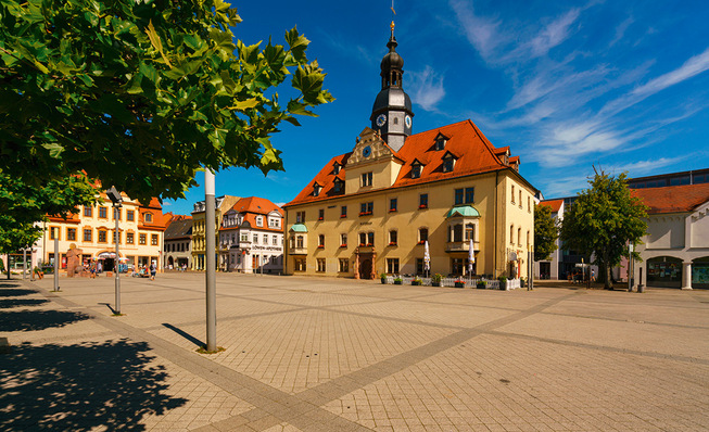 Historisches Rathaus der Stadt Borna am Bornaer Markt , Landkreis Leipzig, Sachsen, Deutschland