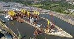 Global Tech Hafen | Schon Mitte September machten sich die ersten Tripods auf den Weg zum Baufeld von Global Tech 1 - damit liegt der Offshore-Windpark im Zeitplan.