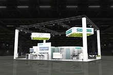 Siemens-Stand auf der Husum Wind 2015: Unter dem Motto amp;quot;Windstärken: Mehr Wert für Ihre Windgeschäft amp;quot; zeigt das Unternehmen auf 150 Quadratmetern Innovationen aus den Bereichen Windkraft, Energiesysteme, Produkt- und Systemlösungen sowie Anlagenwartung.