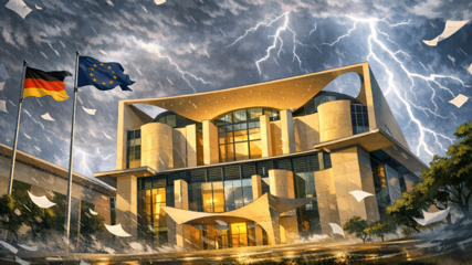 Sturm überm Kanzleramt: Die Bundesregierung sieht sich einer Klimaschutzklage gegenüber.