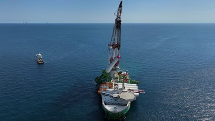 Vattenfall-Offshore-Projekt Nordlicht: Monopile-Installation.